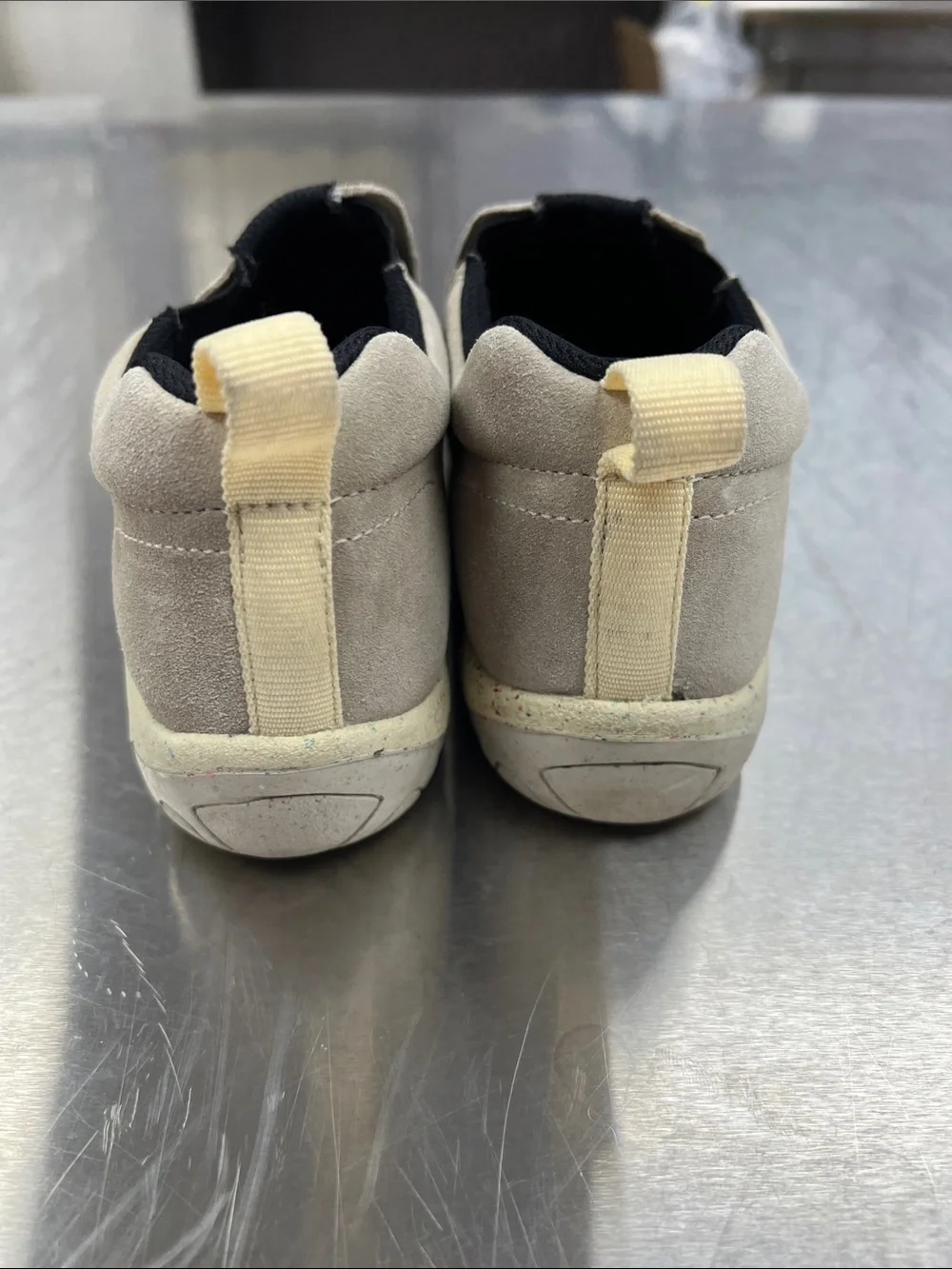 Merrell Slip-On Suede Sneakers in Light Beige with Black Accents Kids 3.5